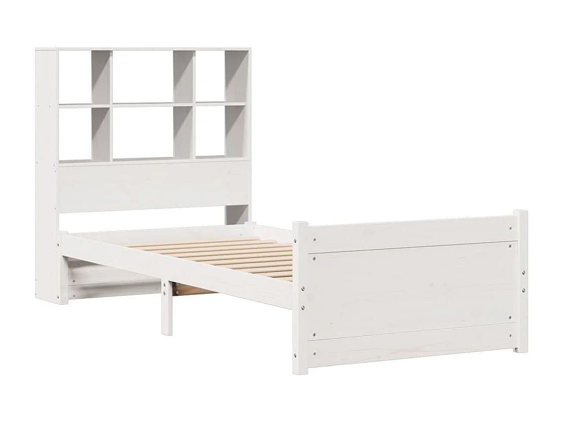 Cama com estante sem colchão 90x200 cm pinho maciço branco