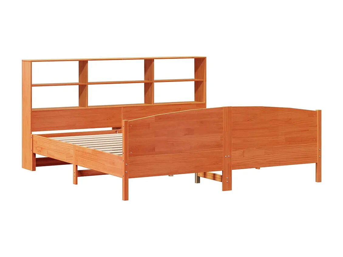 Cama con estantería sin colchón madera maciza marrón 200x200 cm