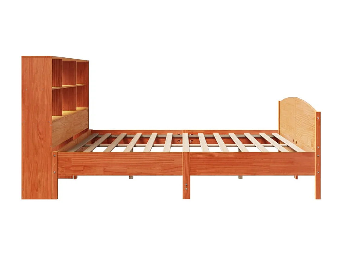 Cama con estantería sin colchón madera maciza marrón 200x200 cm