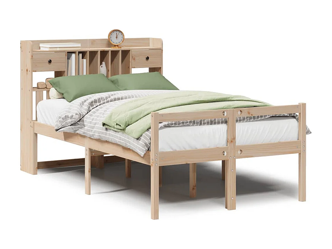 Cama com estante sem colchão 135x190 cm pinho maciço