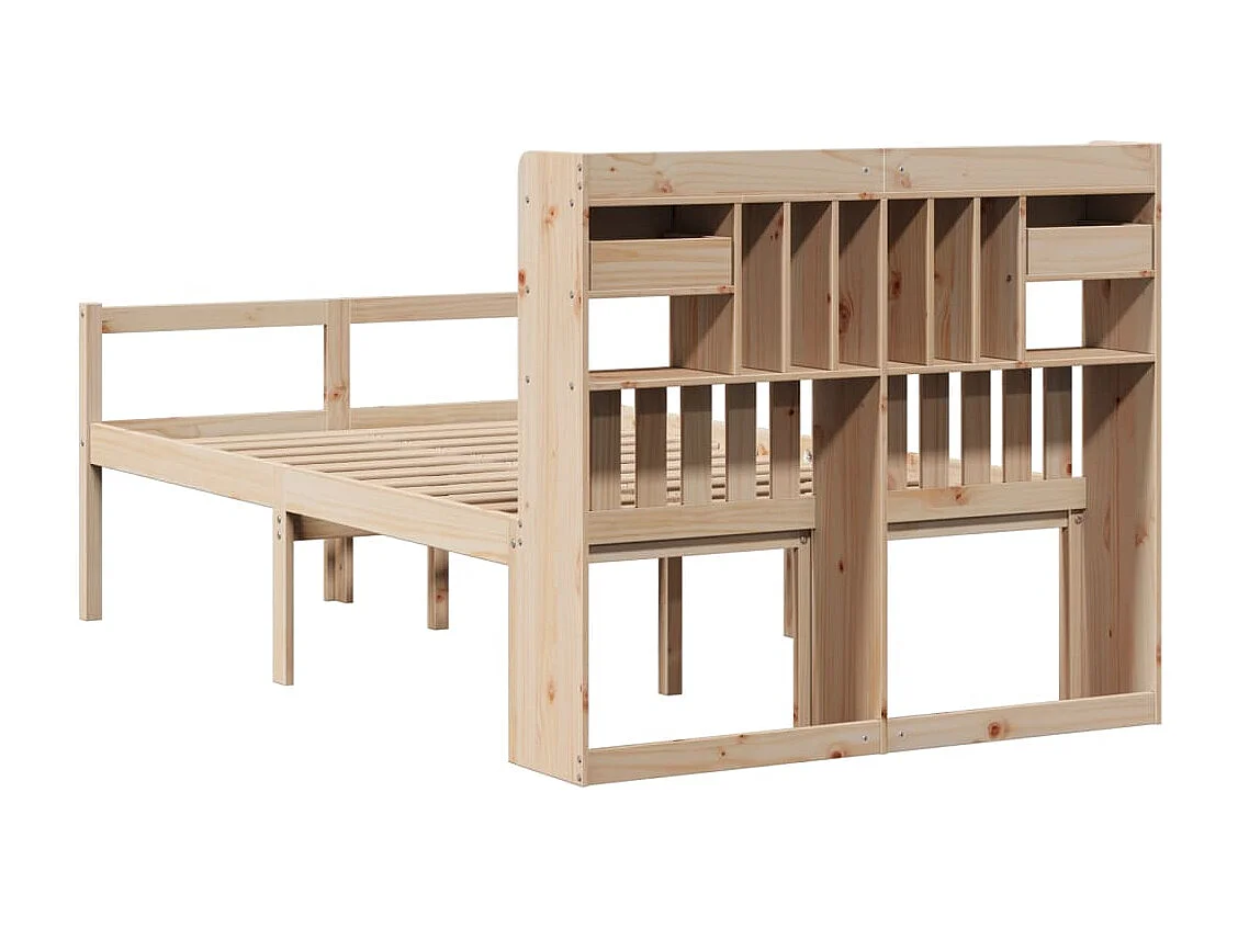 Cama com estante sem colchão 135x190 cm pinho maciço