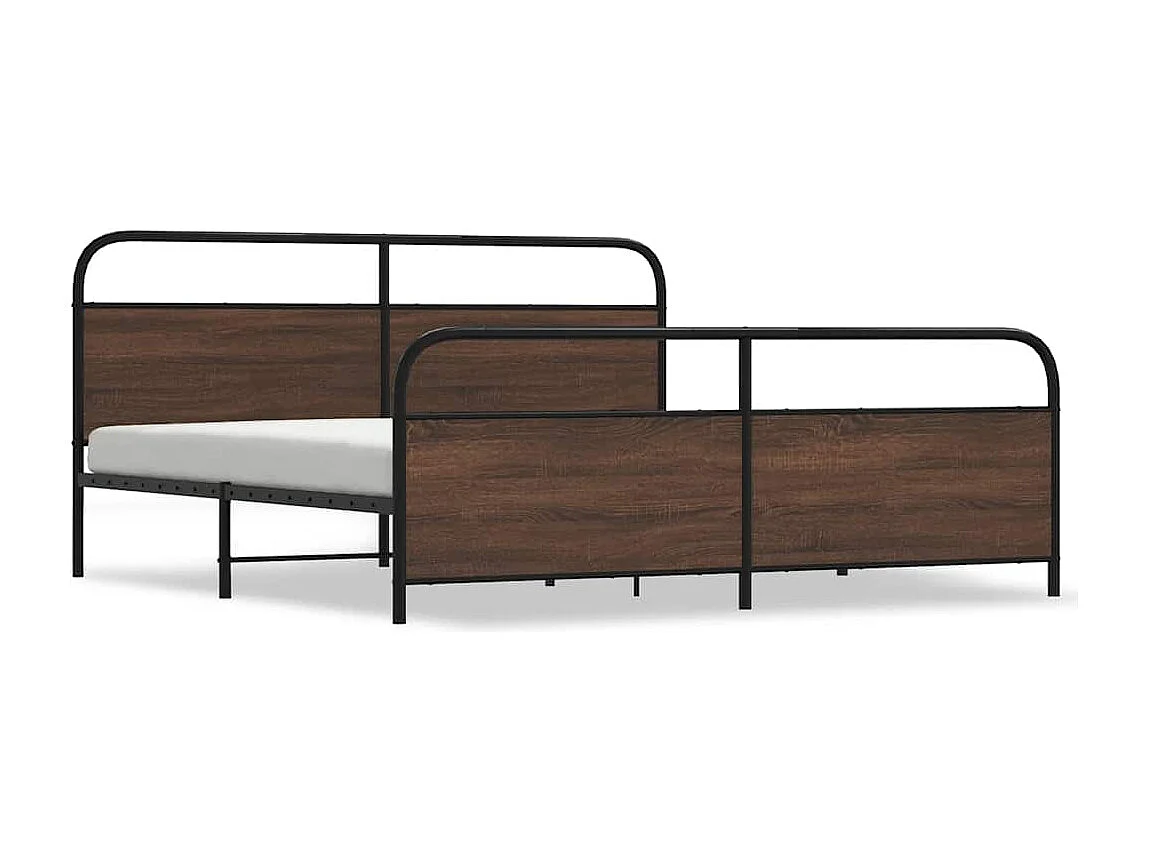Estructura de cama sin colchón metal roble marrón 180x200 cm