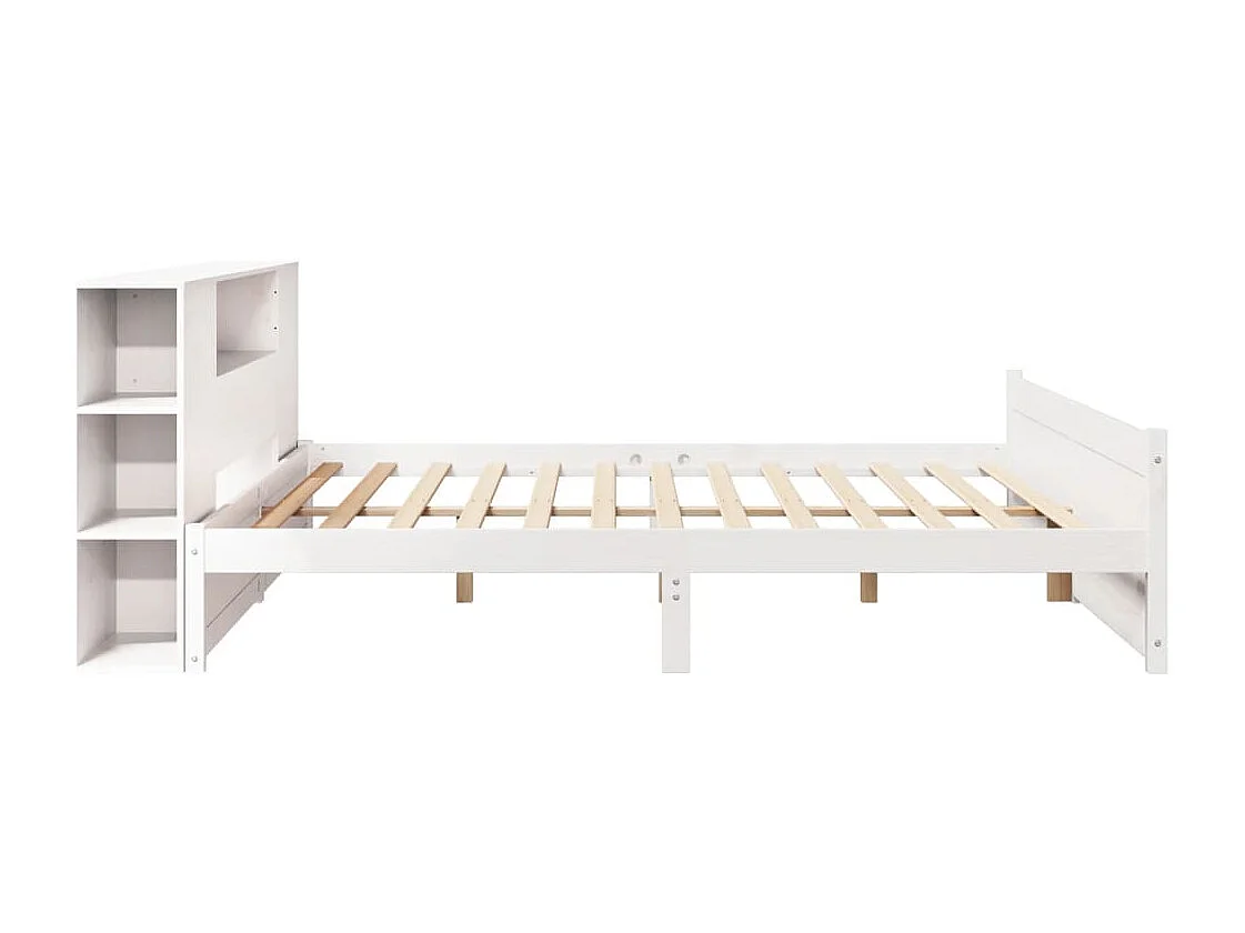 Lit bibliothèque sans matelas blanc 180x200 cm bois pin massif