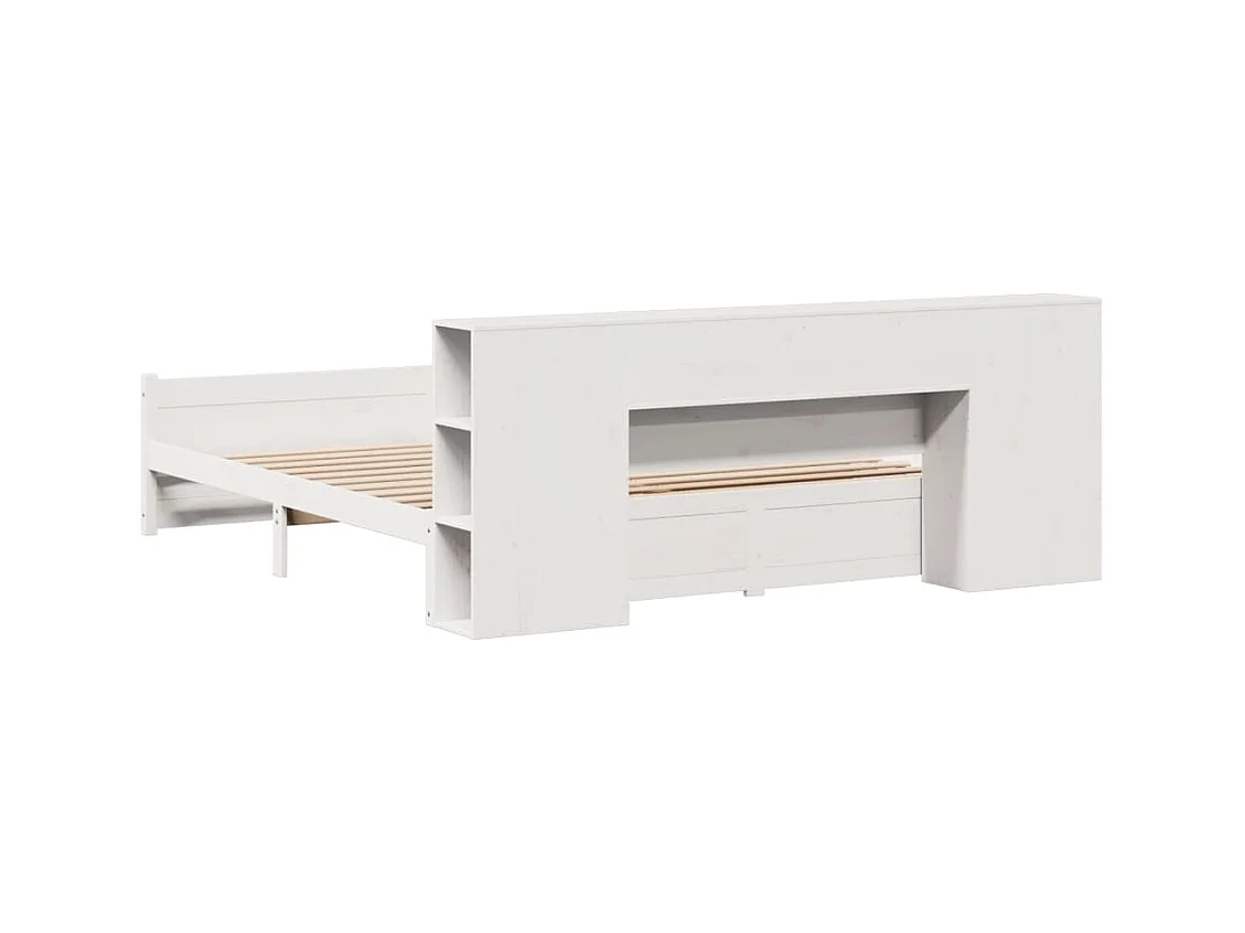 Lit bibliothèque sans matelas blanc 180x200 cm bois pin massif
