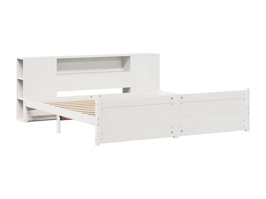 Cama com estante sem colchão 180x200 cm pinho maciço branco