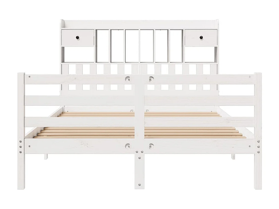 Cama com estante sem colchão 140x190 cm pinho maciço branco