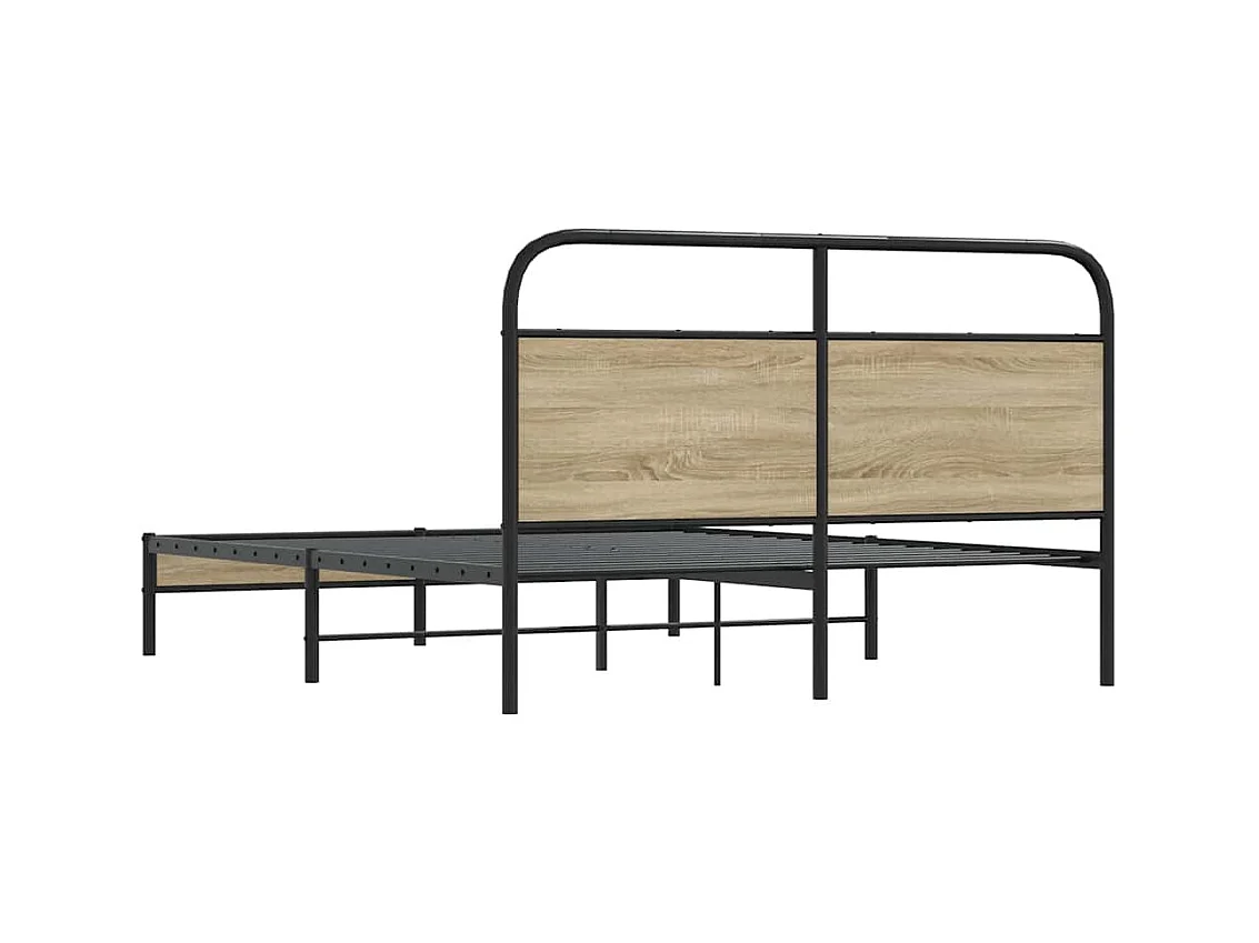 Estrutura de cama s/ colchão derivados madeira carvalho fumado