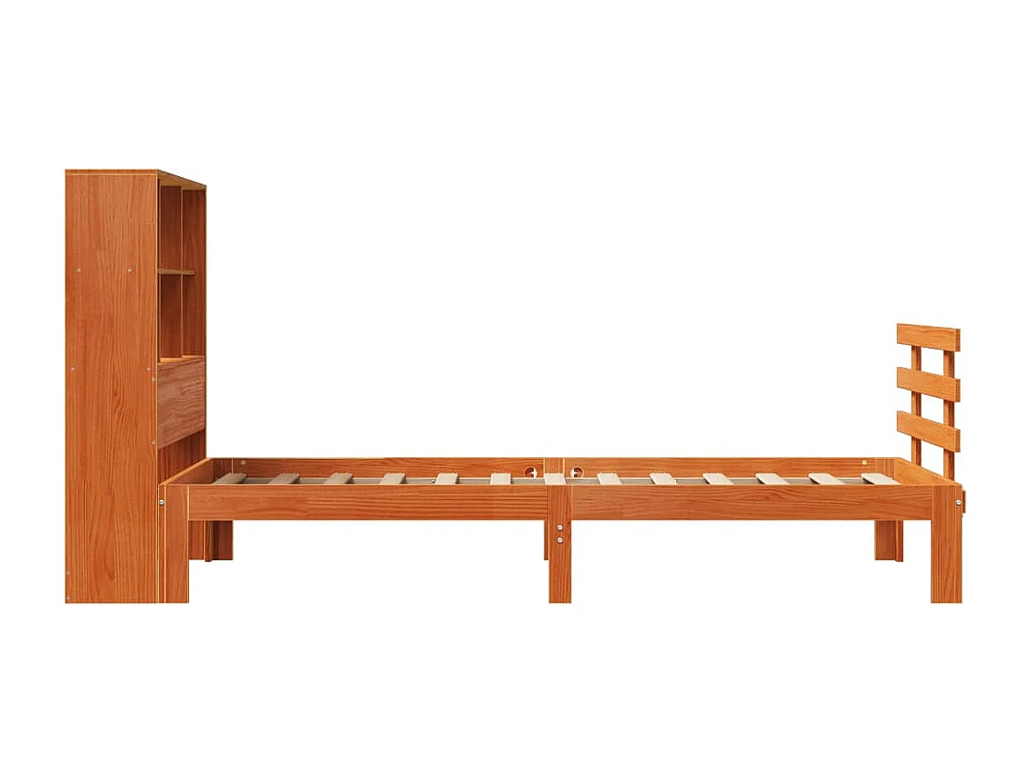 Cama con estantería sin colchón madera maciza marrón 75x190 cm