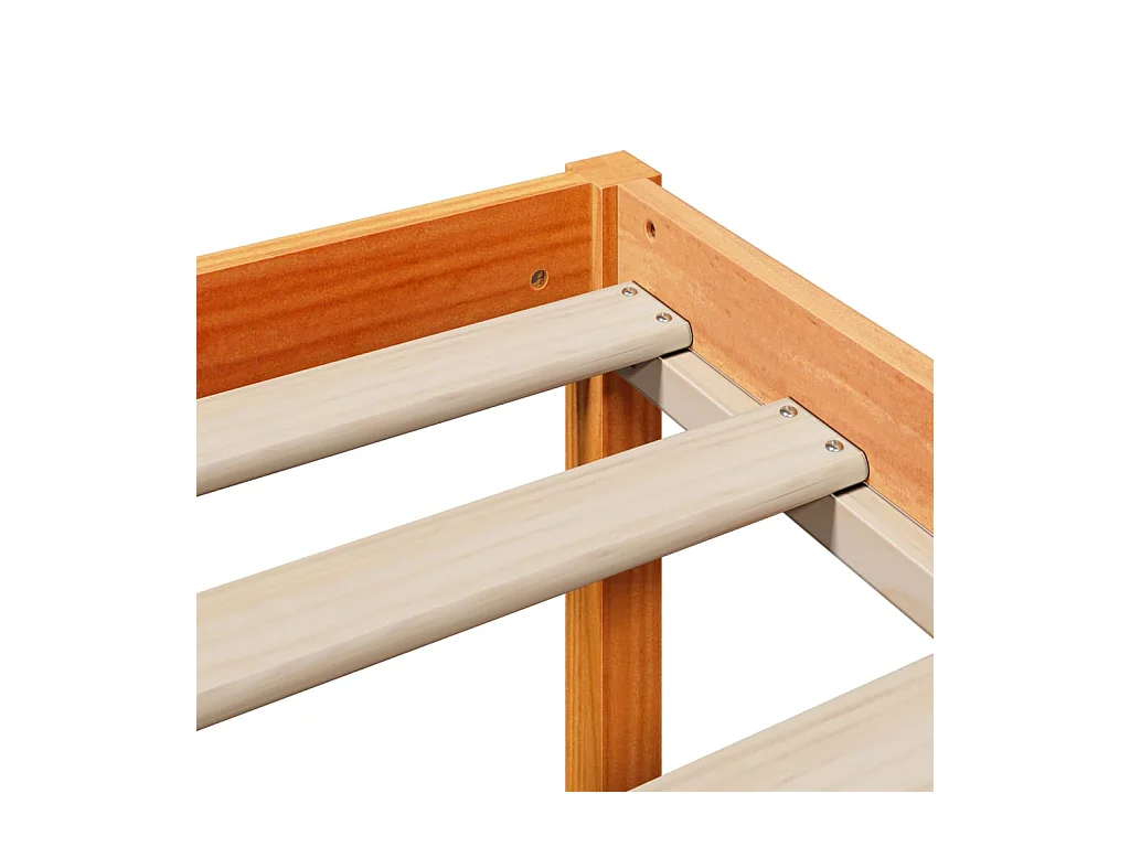 Lit bibliothèque sans matelas cire marron 150x200cm bois massif