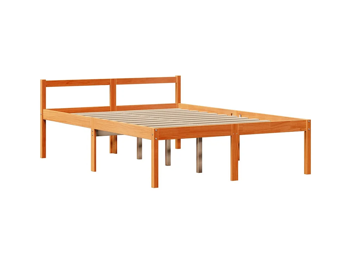 Lit bibliothèque sans matelas cire marron 150x200cm bois massif