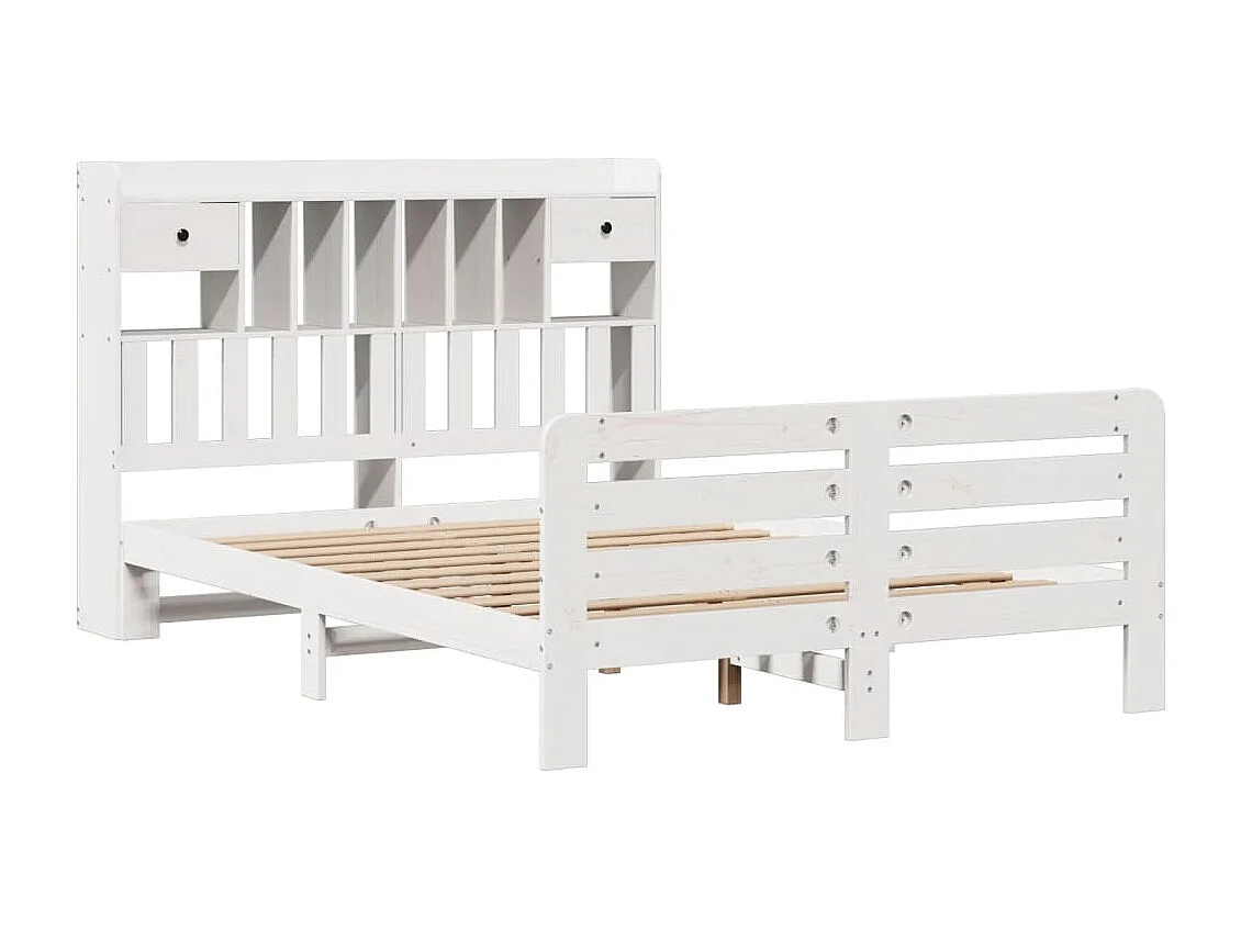 Cama com estante sem colchão 160x200 cm pinho maciço branco