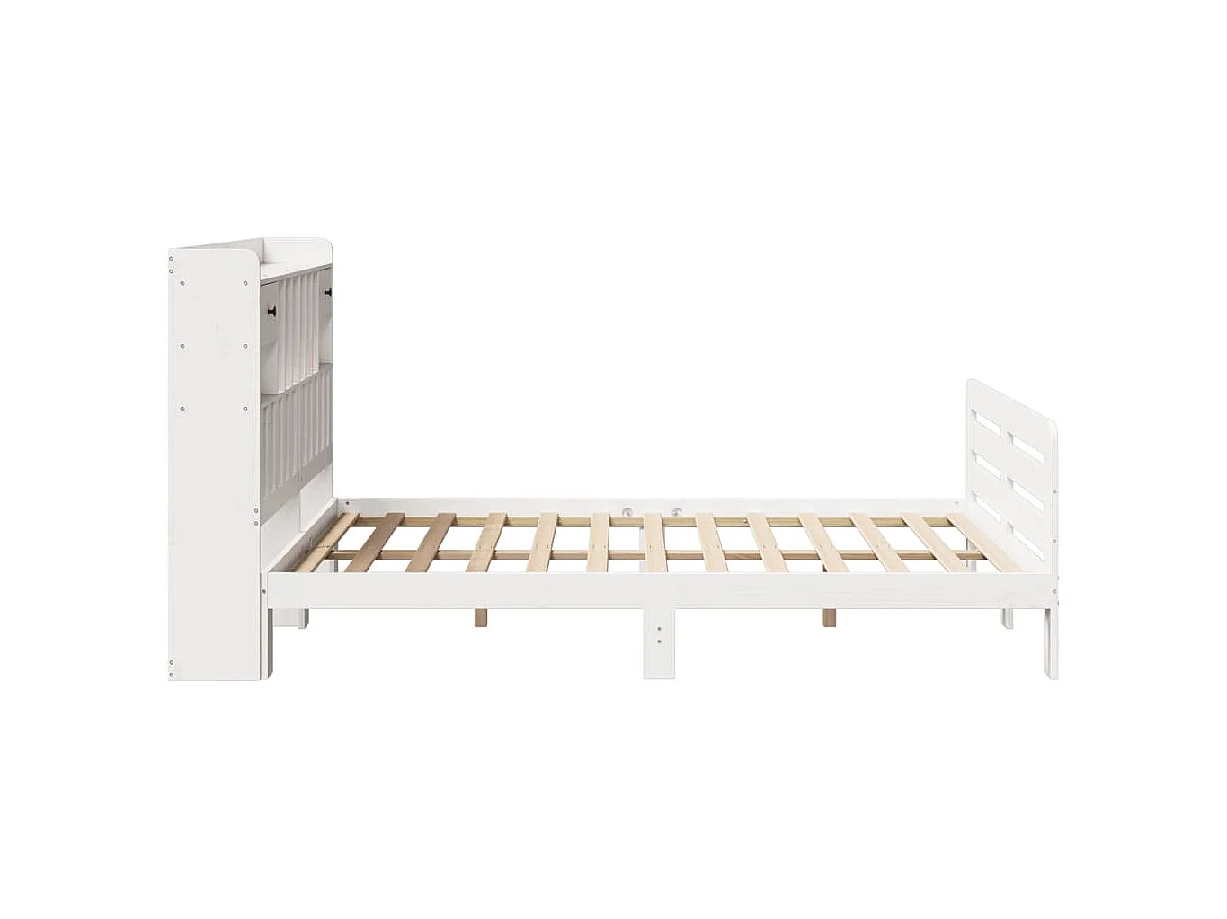 Lit bibliothèque sans matelas blanc 160x200 cm bois pin massif