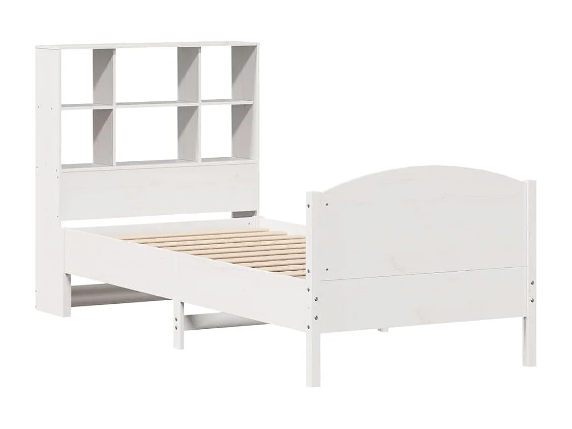 Cama com estante sem colchão 90x200 cm pinho maciço branco