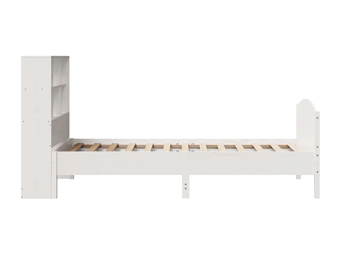 Cama com estante sem colchão 90x200 cm pinho maciço branco