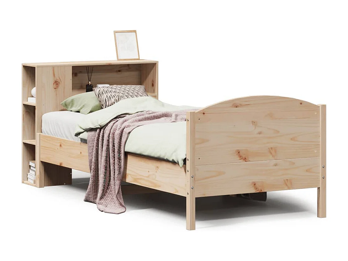 Cama com estante sem colchão 100x200 cm pinho maciço