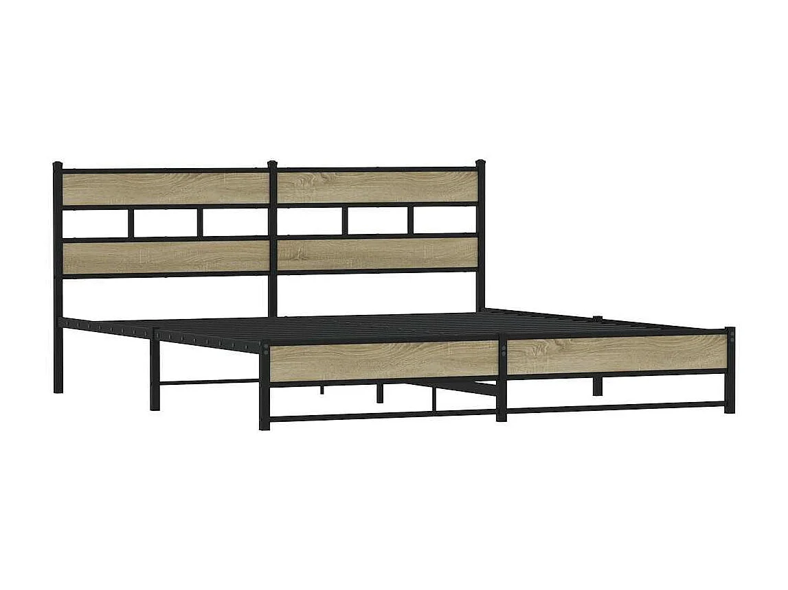 Cadre de lit en métal sans matelas chêne sonoma 180x200 cm