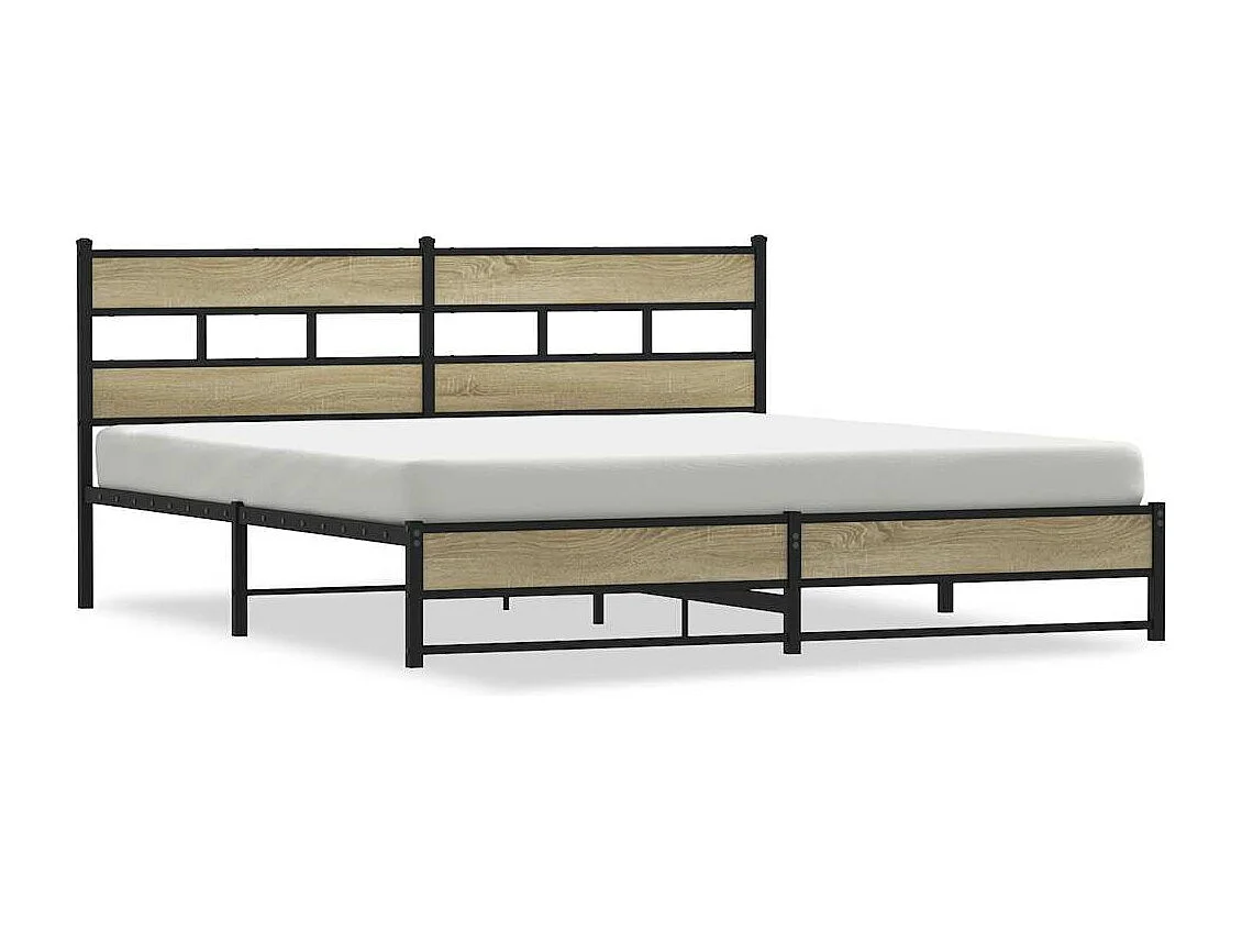 Estrutura de cama sem colchão 180x200cm metal carvalho sonoma