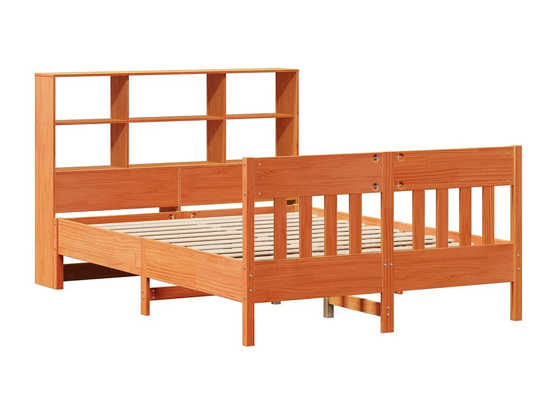 Cama sin colchón madera maciza de pino marrón cera 120x200 cm