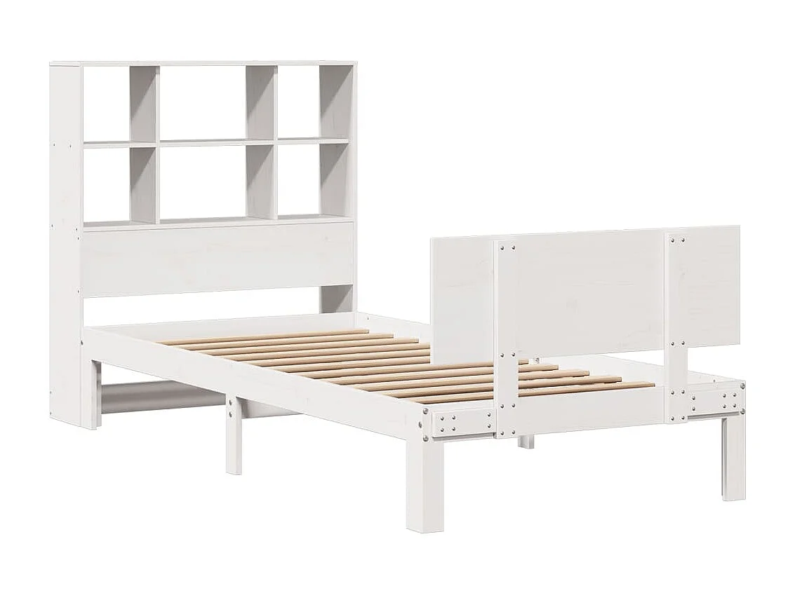 Cama com estante sem colchão 90x200 cm pinho maciço branco