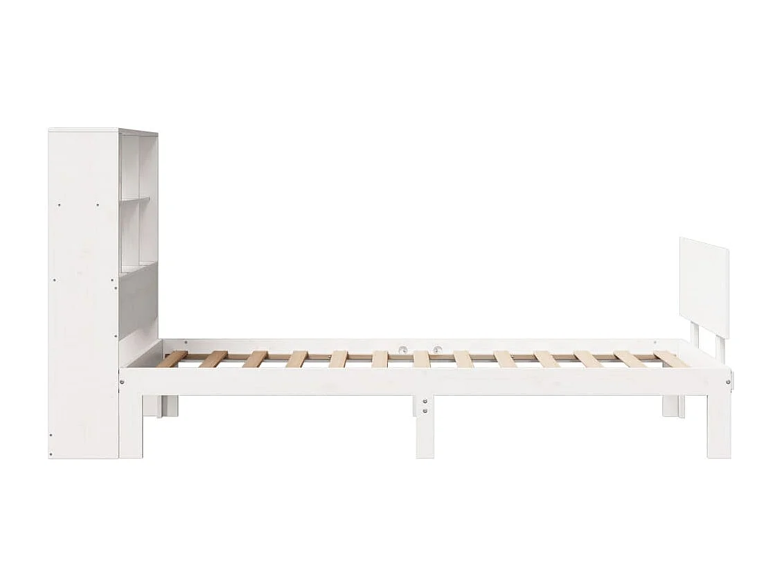 Cama com estante sem colchão 90x200 cm pinho maciço branco