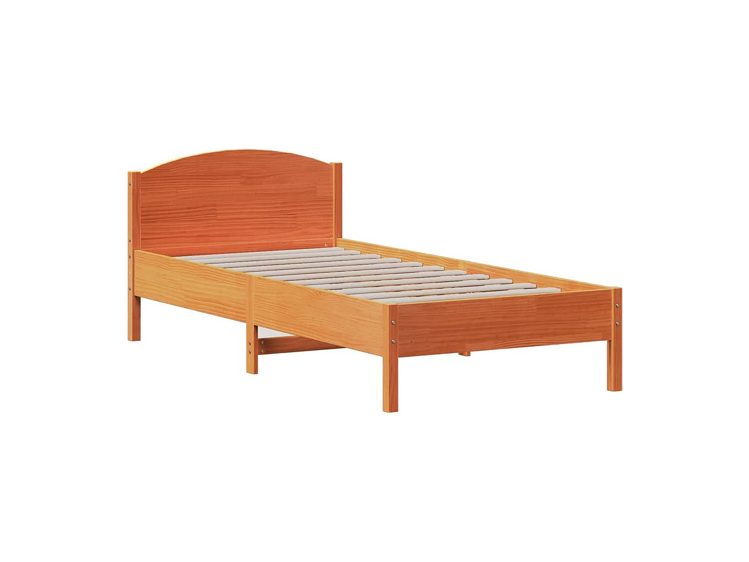 Lit bibliothèque sans matelas cire marron 75x190 cm pin massif