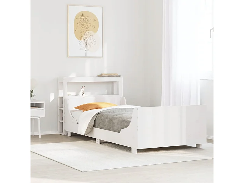 Estructura de cama sin colchón madera de pino blanca 90x200 cm