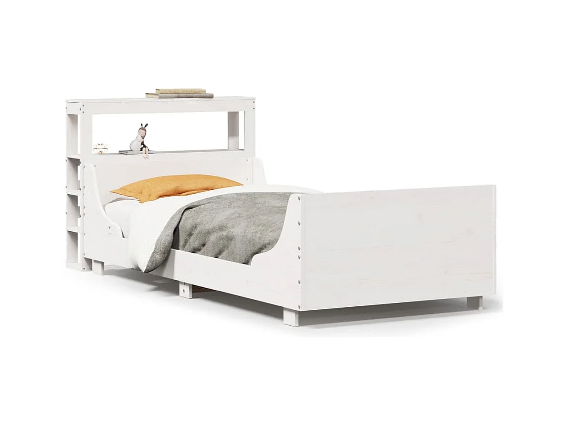 Cadre de lit sans matelas blanc 90x200 cm bois de pin massif