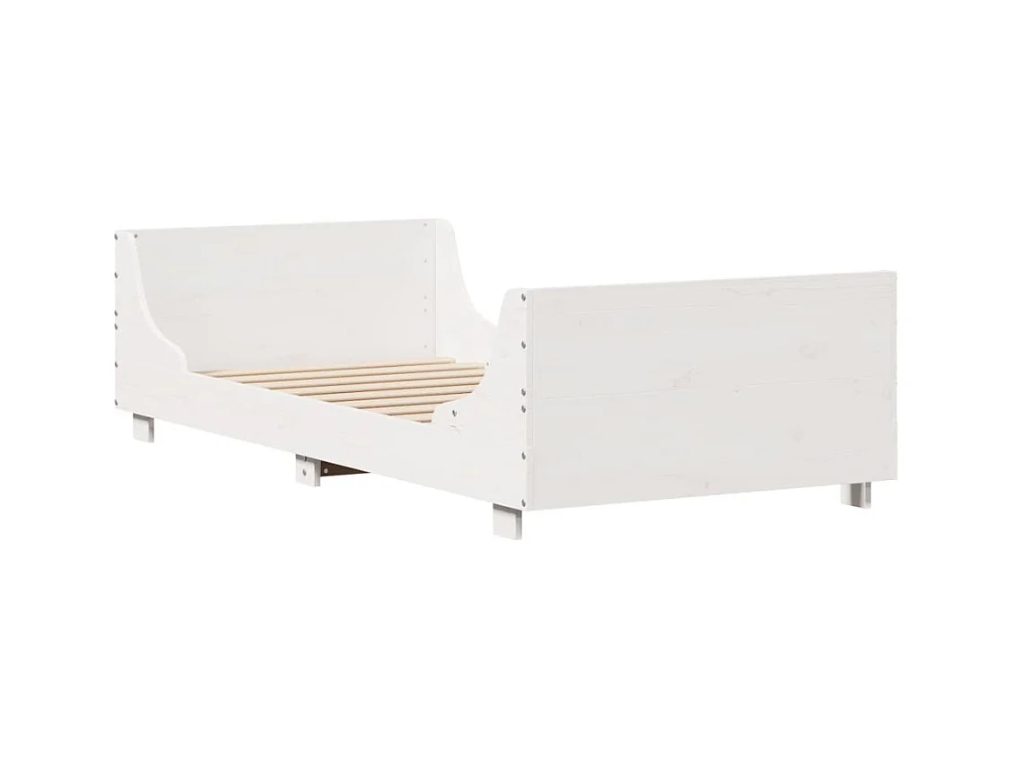 Cadre de lit sans matelas blanc 90x200 cm bois de pin massif