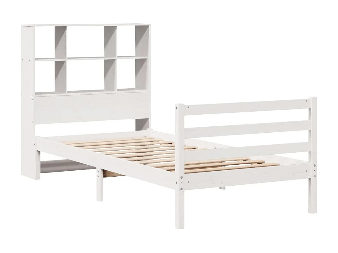 Cama com estante sem colchão 90x190 cm pinho maciço branco