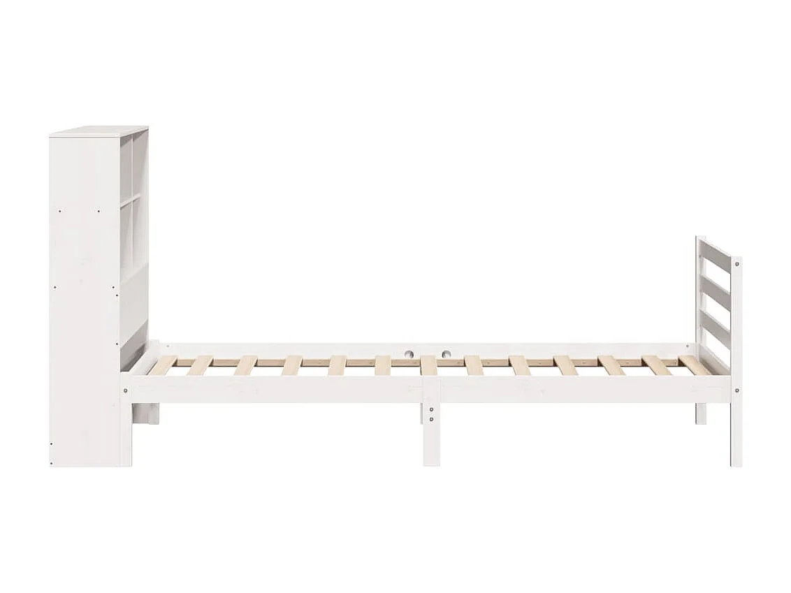 Cama com estante sem colchão 90x190 cm pinho maciço branco