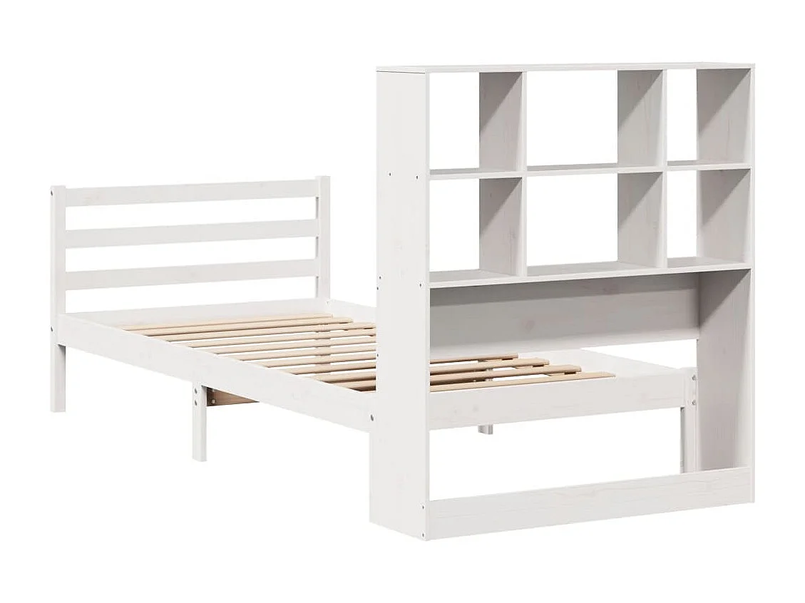 Cama com estante sem colchão 90x190 cm pinho maciço branco