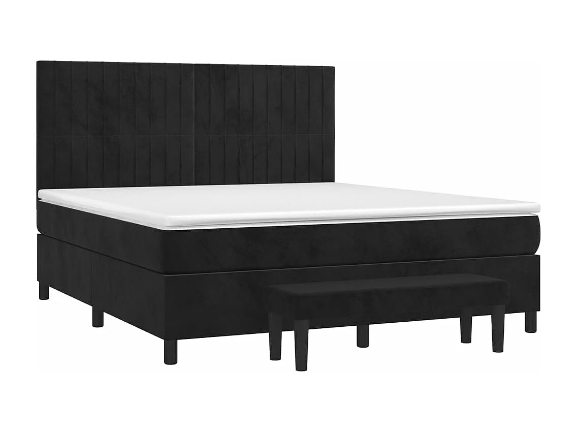 Lit à sommier tapissier et matelas Noir 160x200 cm Velours