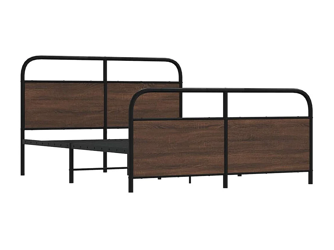 Estructura de cama sin colchón metal marrón roble 150x200 cm