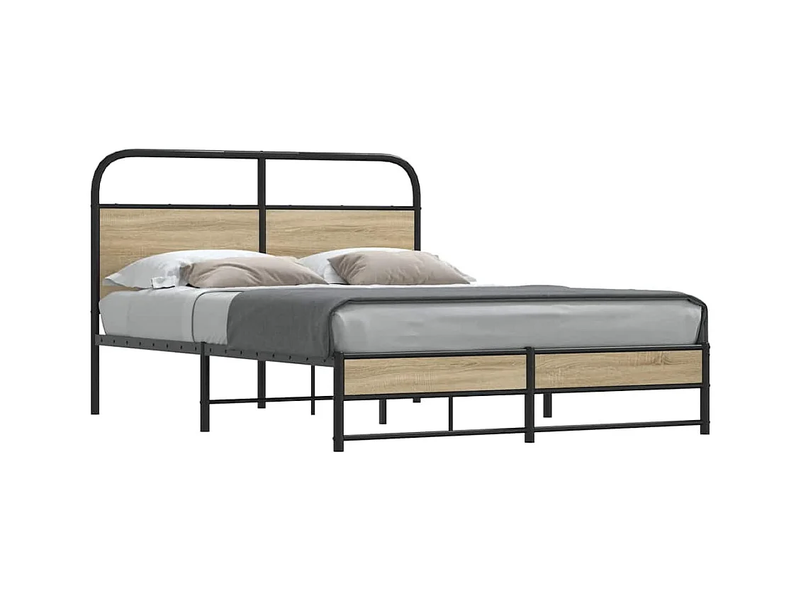 Cadre de lit sans matelas 135x190 cm chêne fumé bois ingénierie