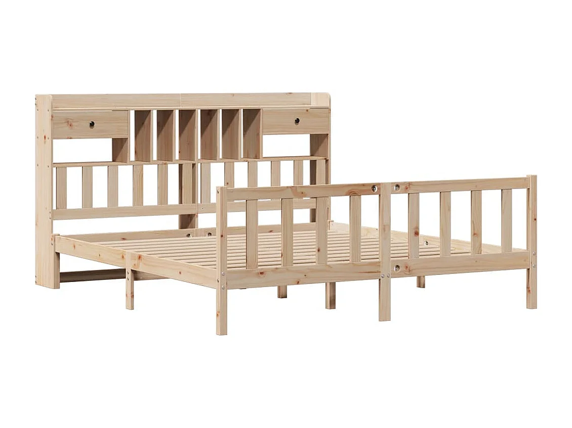 Lit bibliothèque sans matelas 180x200 cm bois massif de pin