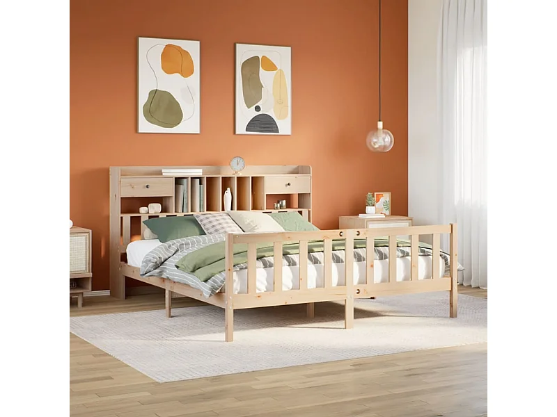 Cama com estante sem colchão 180x200 cm pinho maciço