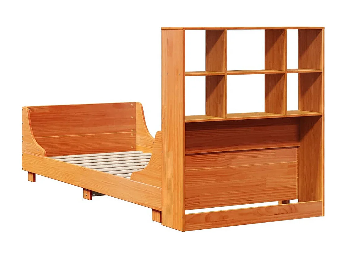 Cama com estante sem colchão 75x190 cm madeira maciça