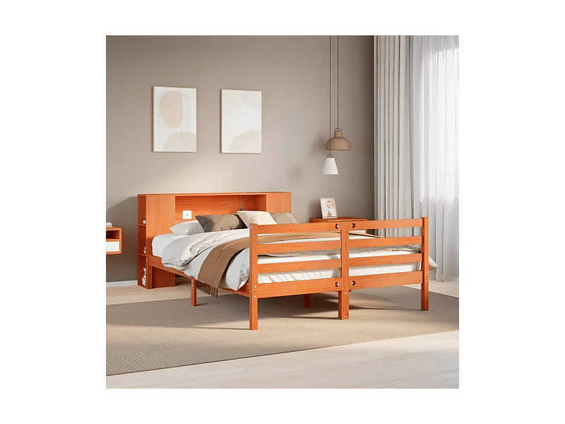 Cama com estante sem colchão 150x200 cm pinho maciço