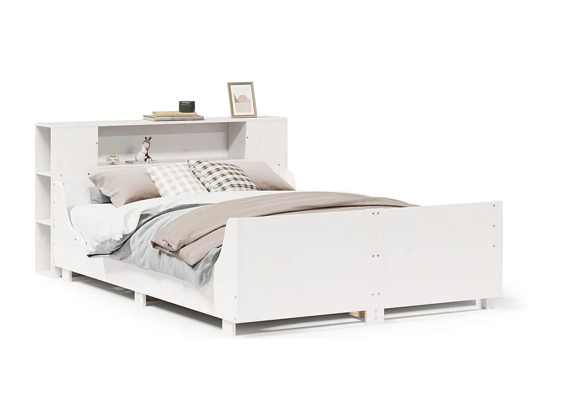 Estructura de cama sin colchón madera de pino blanca 140x190 cm