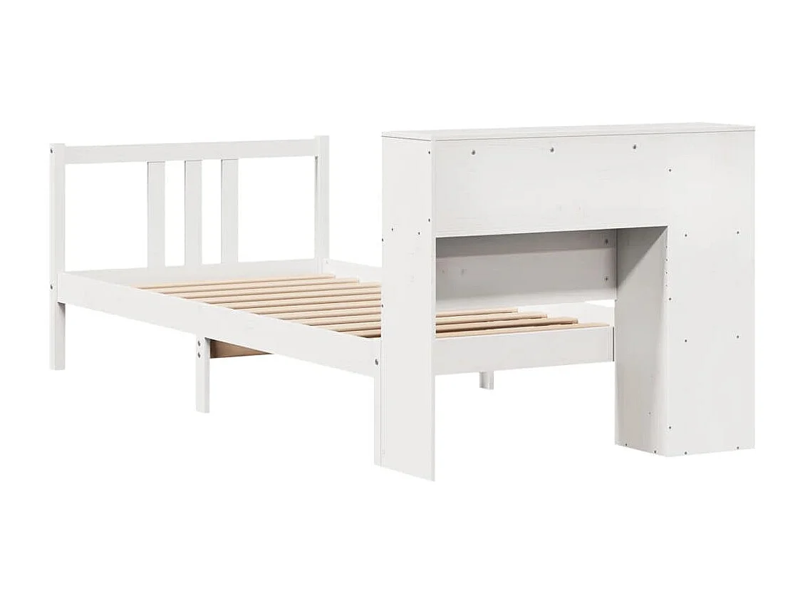 Cama com estante sem colchão 90x200 cm pinho maciço branco
