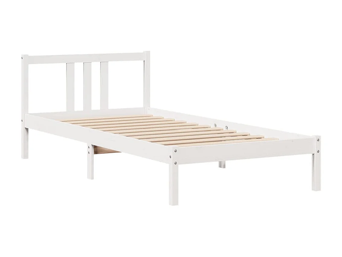 Cama com estante sem colchão 90x200 cm pinho maciço branco