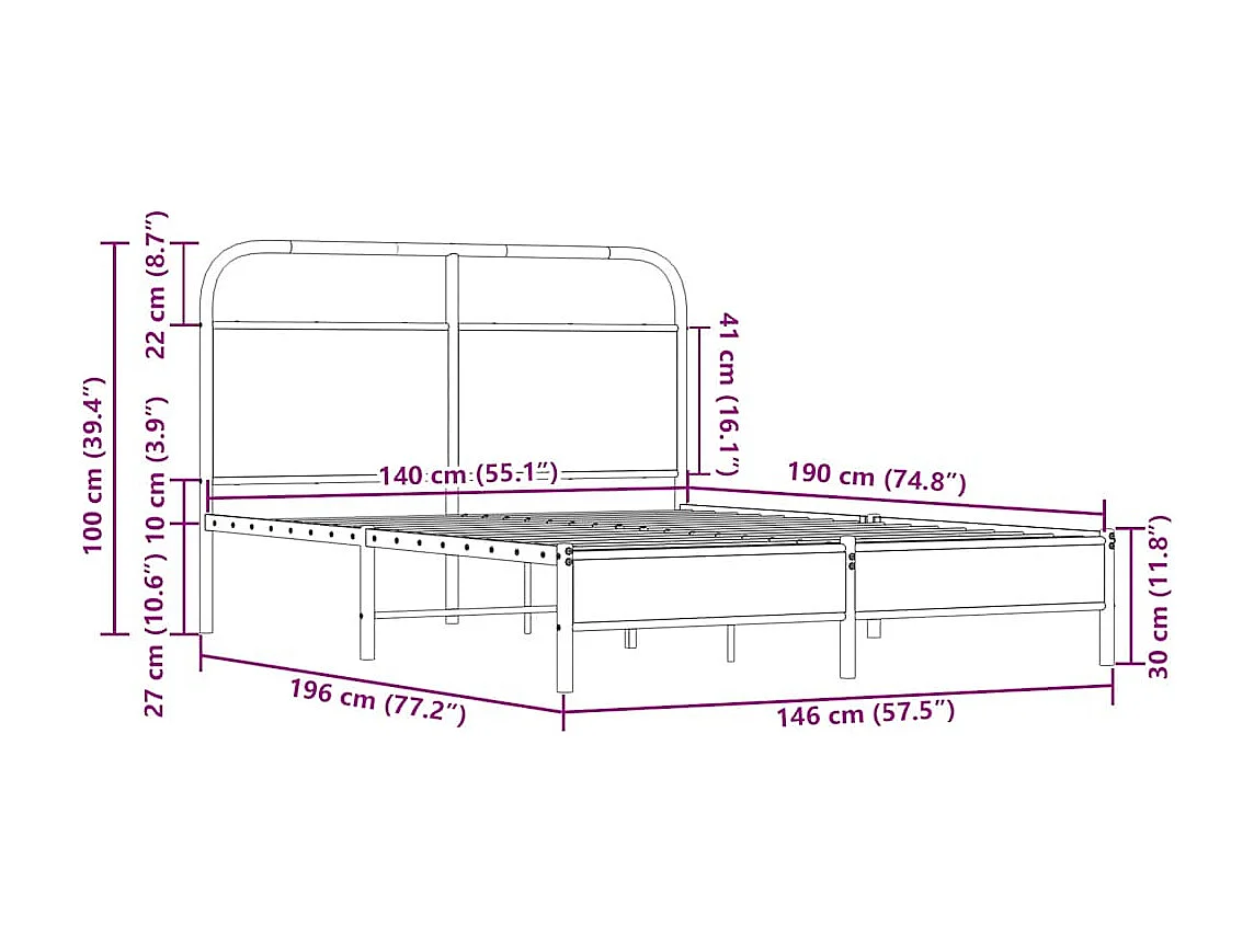 Cadre de lit sans matelas 140x190 cm chêne sonoma