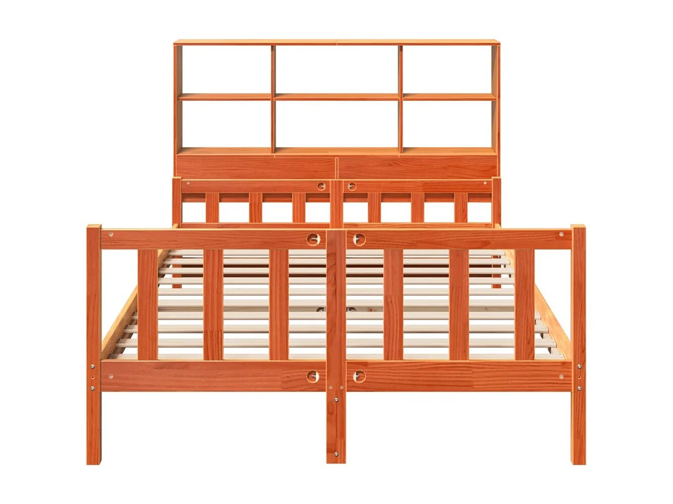 Cama con estantería sin colchón madera maciza marrón 160x200 cm