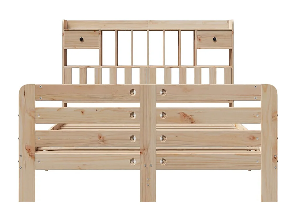 Cama con estantería sin colchón madera maciza de pino 160x200cm