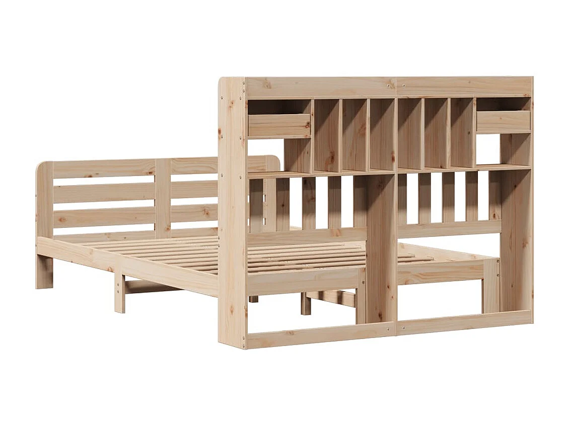 Cama con estantería sin colchón madera maciza de pino 160x200cm
