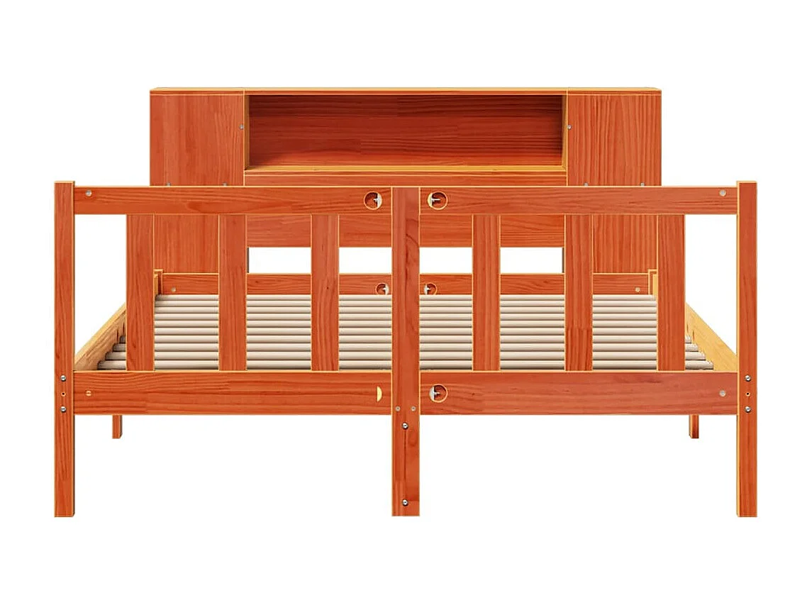 Lit bibliothèque sans matelas cire marron 120x190cm pin massif