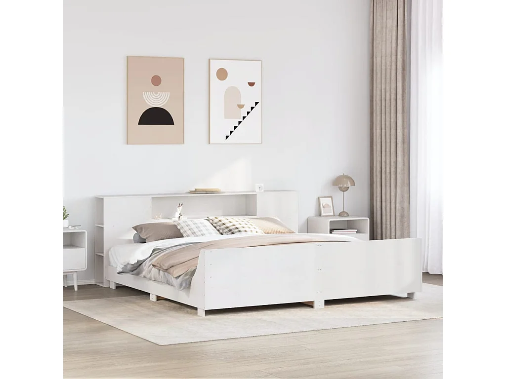 Estructura de cama sin colchón madera maciza blanca 200x200 cm