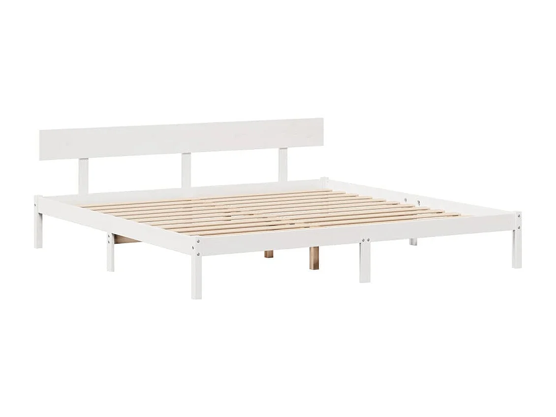 Cama con estantería sin colchón madera maciza blanca 180x200 cm