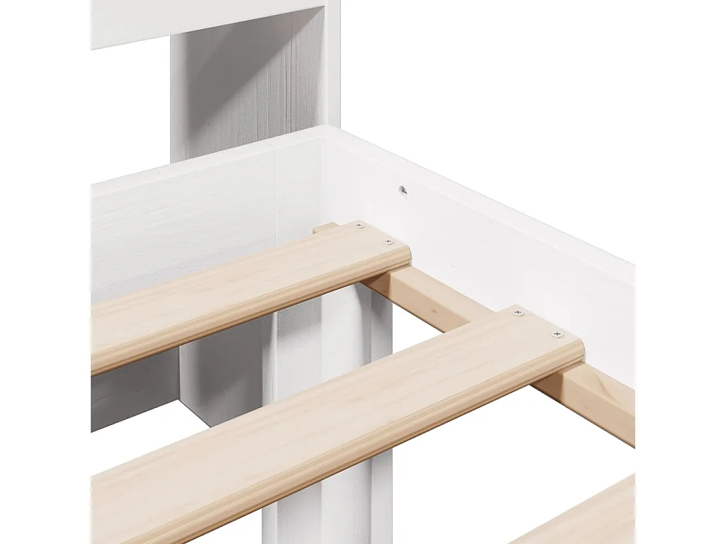 Cama com estante sem colchão 90x190 cm pinho maciço branco