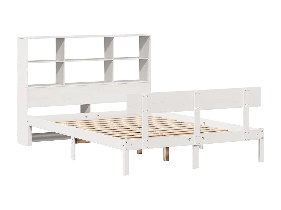 Cama com estante sem colchão 120x200 cm pinho maciço branco